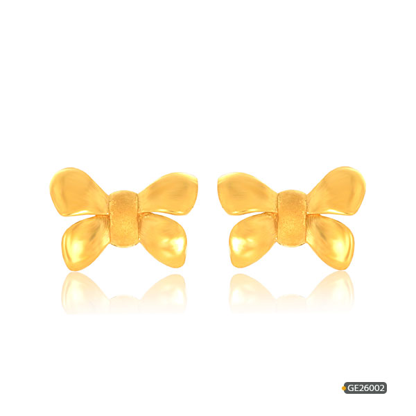 Kids Gold Bow Earrings www.roydiamondbd.com