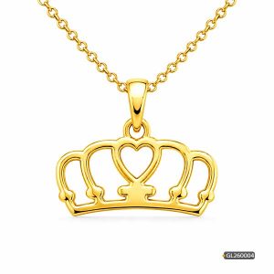 Gold Crown Heart Pendant roydiamondbd.com