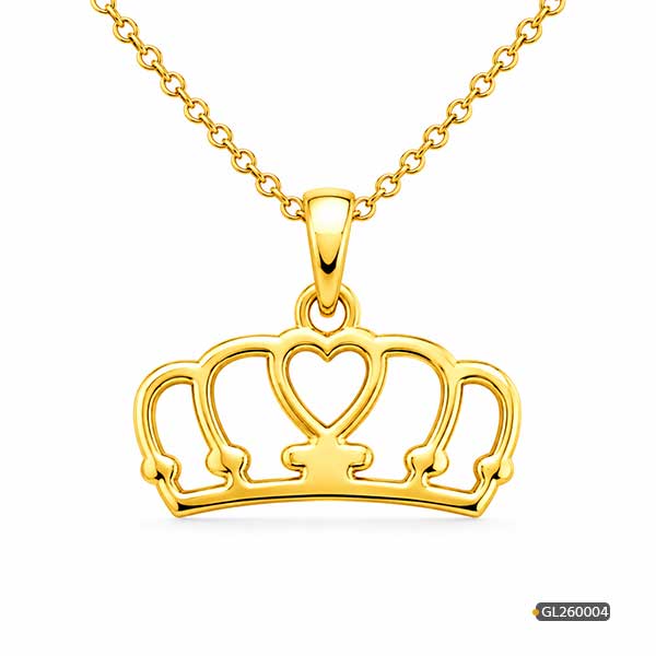 Gold Crown Heart Pendant roydiamondbd.com